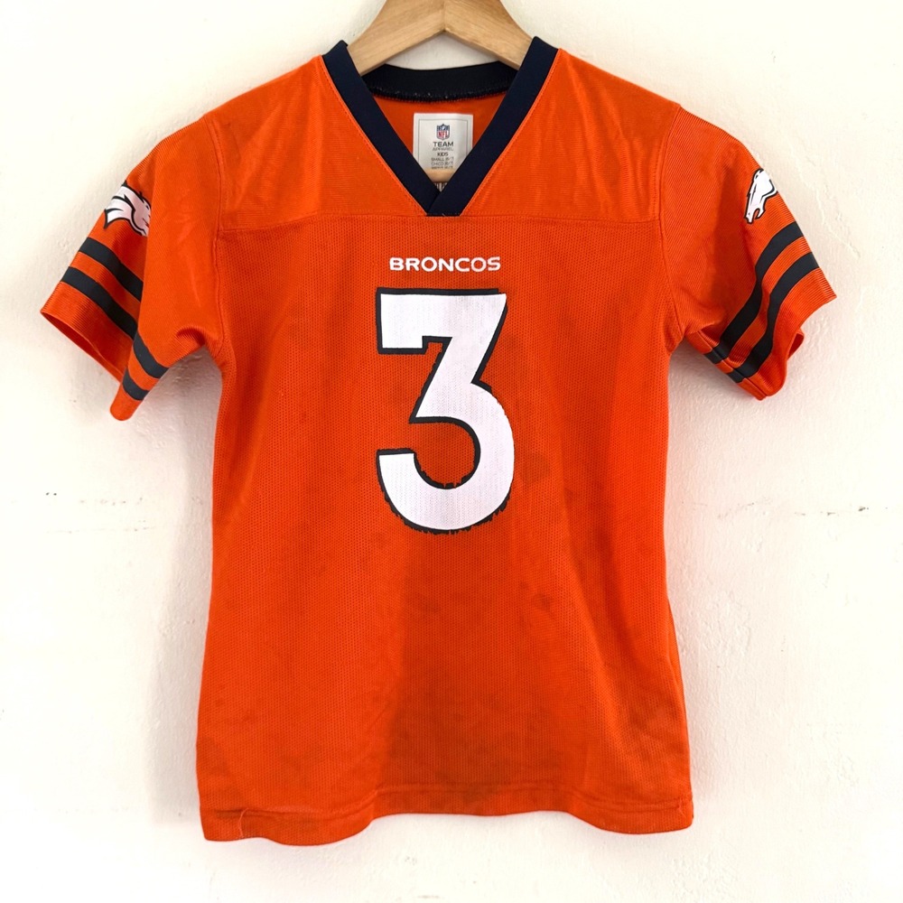 Denver Broncos NFL Team Apparel  #3 Jersey Orange‎ Lock Kids Size Small 6/7